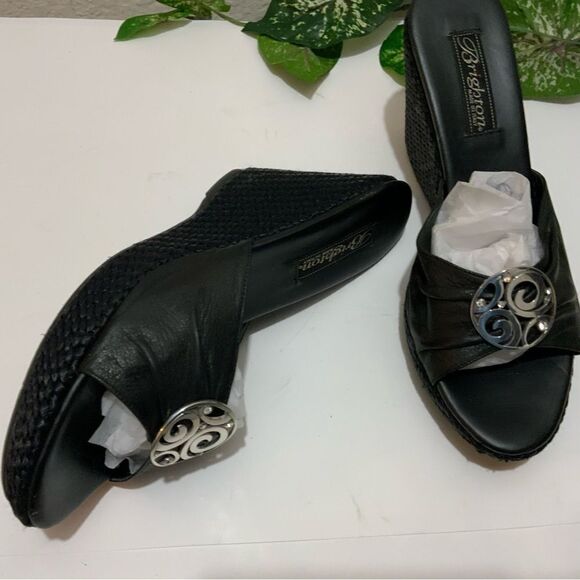 Italian Brighton heel metallic leather Siren wedge black - Picture 5 of 14